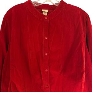 Covington Holiday Red Needlecord Corduroy Button Up‎ Shirt Size 20/22W